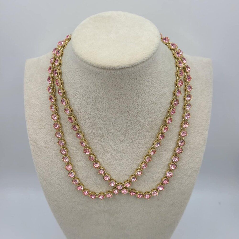 J Crew Pink Crystal Criss Cross Necklace NWOT!